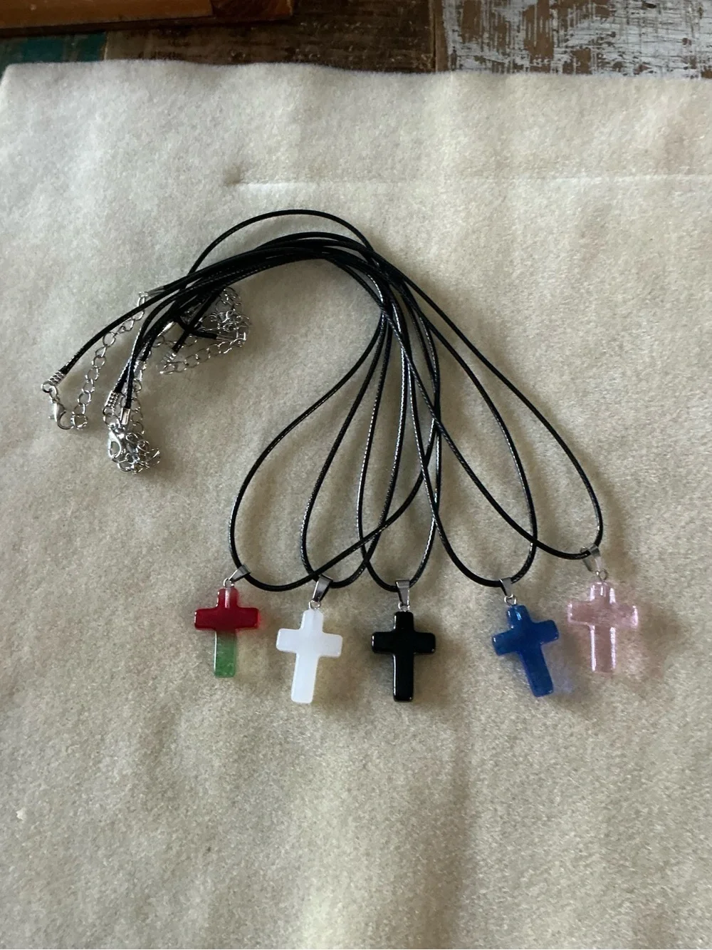 Colorful Cross Pendant Necklaces, set of 5